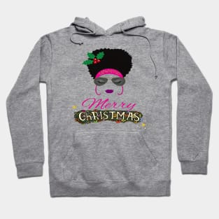 African American Woman Merry Christmas Hoodie